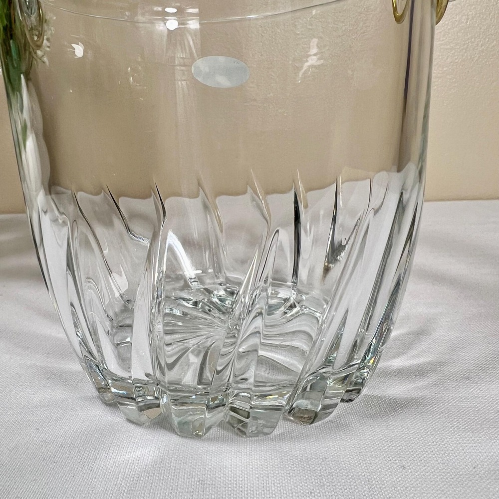 Vintage Crystal Oneida Ice Bucket with Gold Tongs | New without Box - Picture 9 of 10